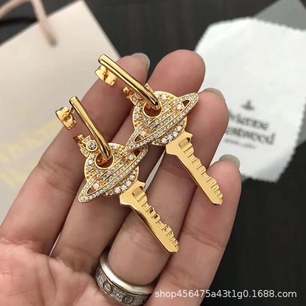 

personalized key exaggerated minority design 2021 new cool wind earrings women's simple fashion earrings, Golden