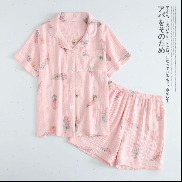 

summer short sleeved shorts women sleepwear pajamas 100% cotton crepe home service suit simple and beautiful comfortable, Black;red