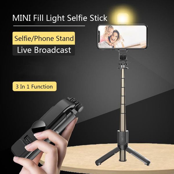 

selfie monopods 2021 portable mini wireless bluetooth stick with fill light shutter remote control aluminum alloy