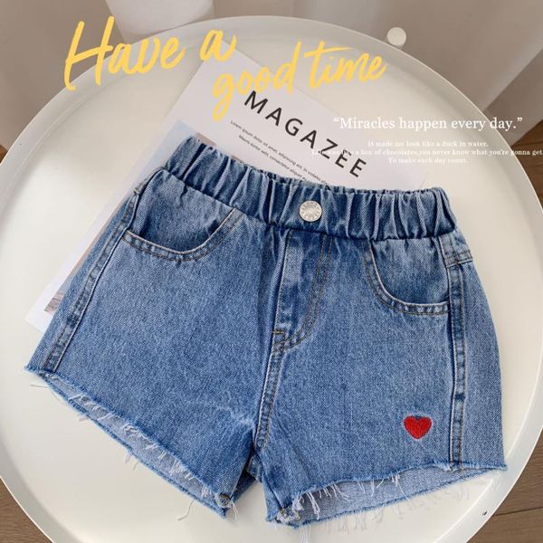 

children's jeans shorts summer kids girls love print cute baby casual korean denim for pants, Black