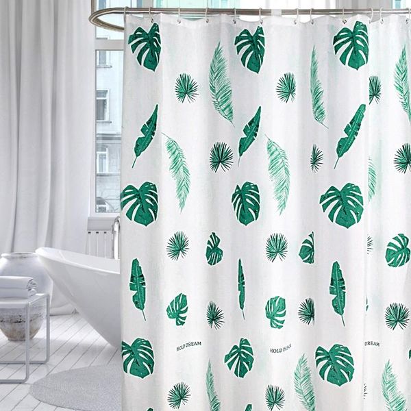 

1pcs waterproof bathroom curtain products 150*180/180*180/180*200/200*200cm green leaf pattern shower curtains accessories