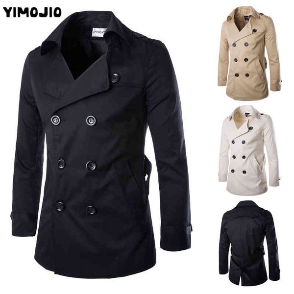 

2019 mens mid length slim casual men solid adjustable waist male trench street wear style wind coat, Tan;black