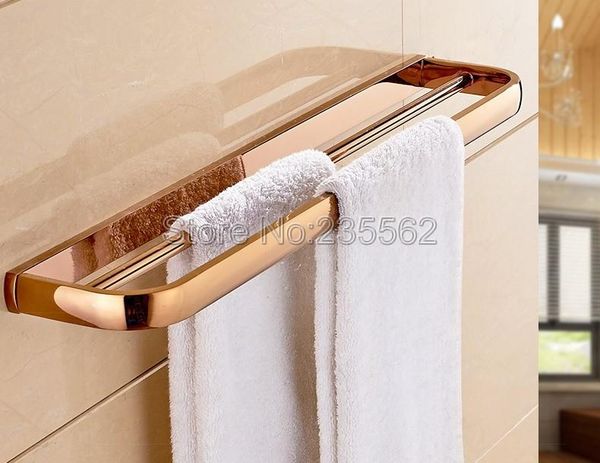 

bathroom double towel rails holder bars rack brass wall mounted rose gold lba866 racks