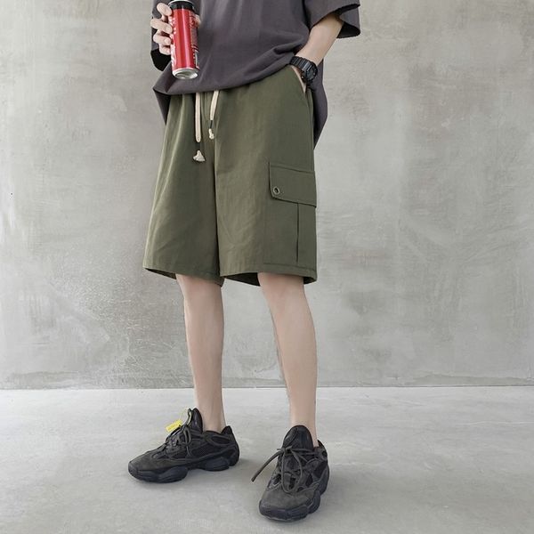 

men's shorts summer cotton fashion retro casual pocket men streetwear loose hip-hop straight mens large size m-5xl oxue, White;black