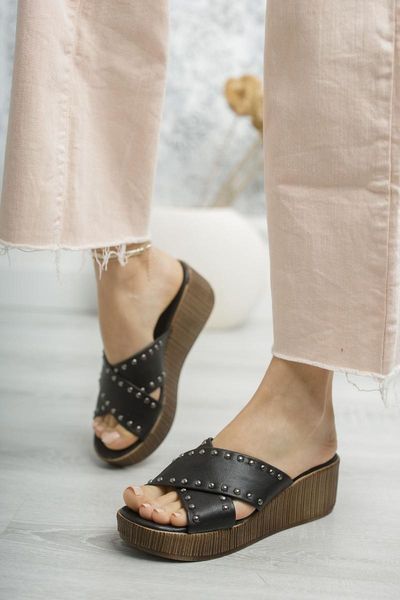 

slippers wedges cross band troklu, Black
