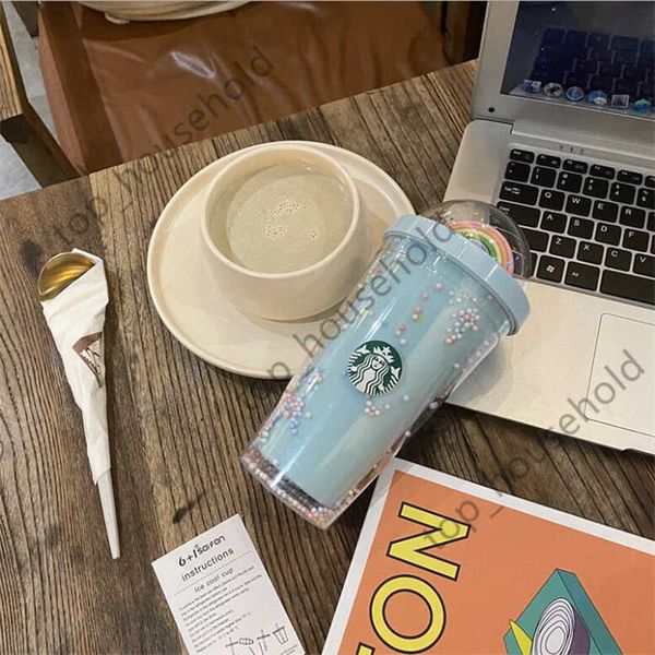 

mermaid goddess starbucks 450ml/15oz cute tumblers creative rainbow cup double plastic mug with straws pet material for kids adult8kv7