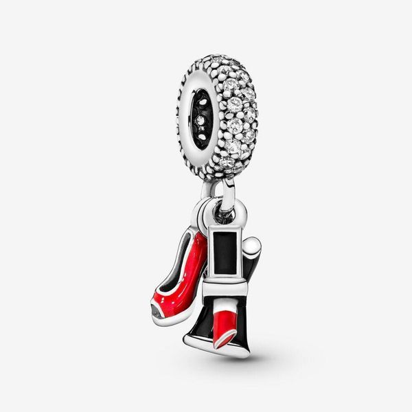 

new dangle charm stiletto heels safety chain crown wing pendant beads fit pandora charms bracelet diy women original jewelry, Bronze;silver