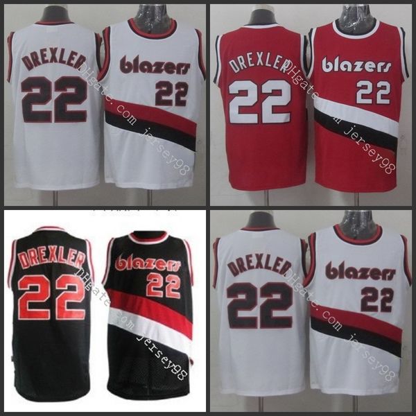 

portland trail blazers men #22 clyde drexler retro basketball jersey, Black