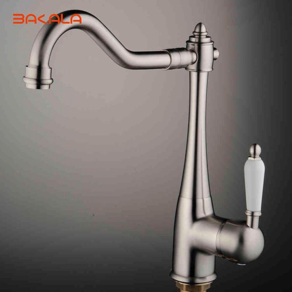 

kitchen faucets newly patent design 360 swivel 100% solid brass single handle mixer sink tap faucet in brushed nickel code 8054 9p