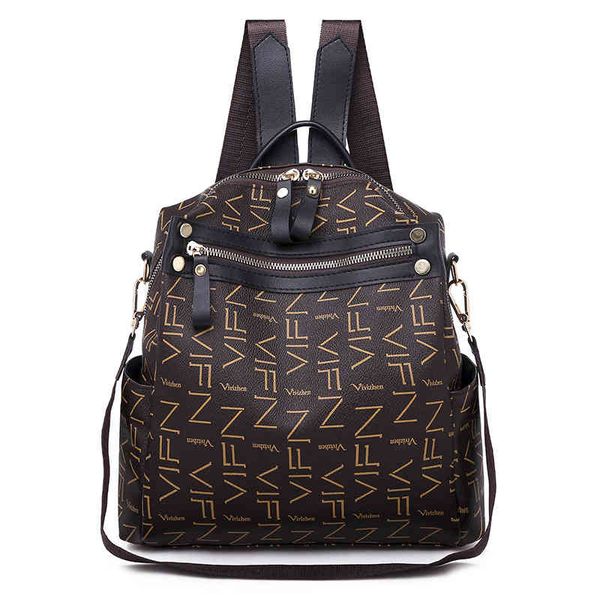 

handbag backpack women's 2021 korean version versatile trend soft leather leisure fashion travel large capacity bag, Black;red