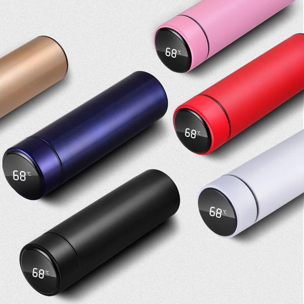 

water bottle 500ml vacuum cup led temperature display stainless steel double wall insulated intelligent travel