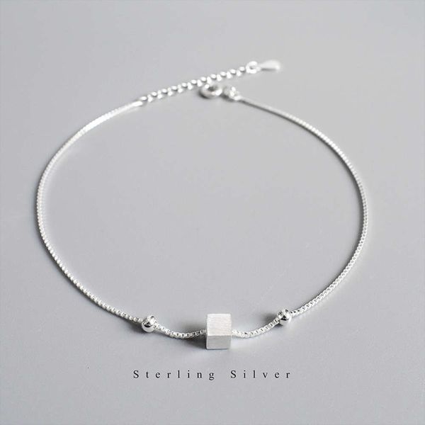 

s925 sterling silver drawing square foot chain, Red;blue