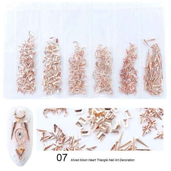 

nail art decorations 1 pack mixed hollow metal frame 3d decoration ,geometric metallic studs rivets diy manicure jewelry tips, Silver;gold