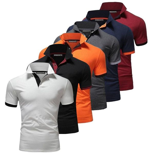 

men's polos men shirt short sleeve contrast color clothing summer streetwear casual fashion, White;black