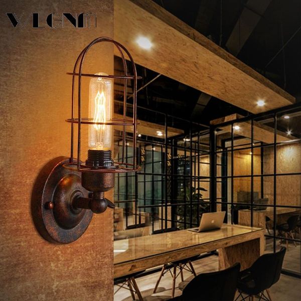 

retro vintage industrial wall light rust/black lamp loft sconce lights adjustment lampshade up and down home decor lamps