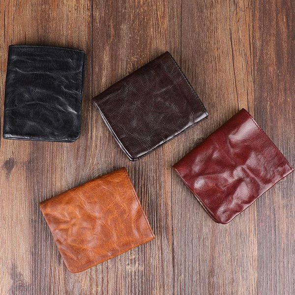 

wallets vintage men wallet genuine leather short male multifunctional cowhide purse coin pocket po card holder, Red;black
