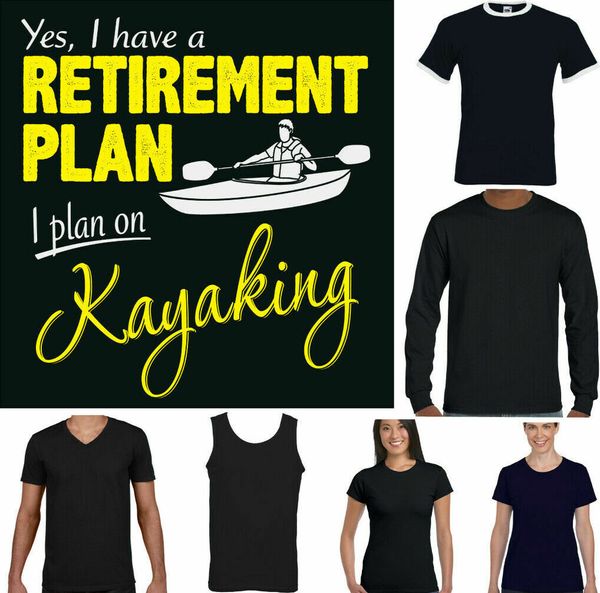 

hiking t-shirt mens funny kayaking canoe canoeing pension plan paddle, White;black