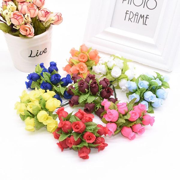 

decorative flowers & wreaths 36-144pcs 1cm mini flower heads silk roses artificial diy bride wreath bouquet for wedding decoration handmade