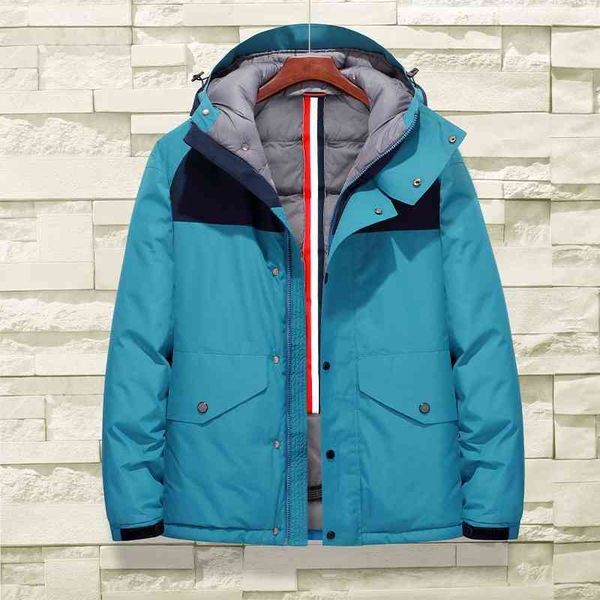 

trendy new winter hat detachable and water resistant coat men's multicolor optional wind cotton clothes, Black