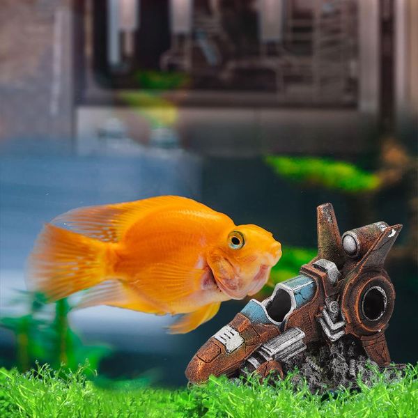

decorations 1pc aquarium wreckage ornament decorative resin spacecraft sculpture