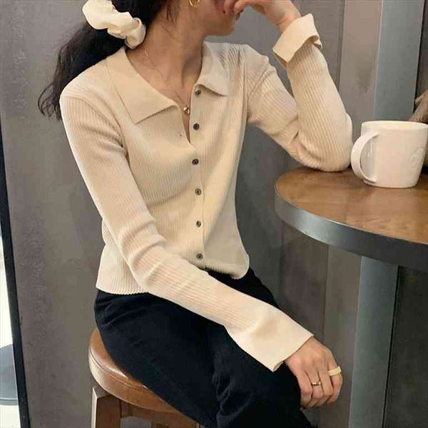 

woman pull hiver lapel knitwear womens sweater female retro short cardigan femme chandails, White;black