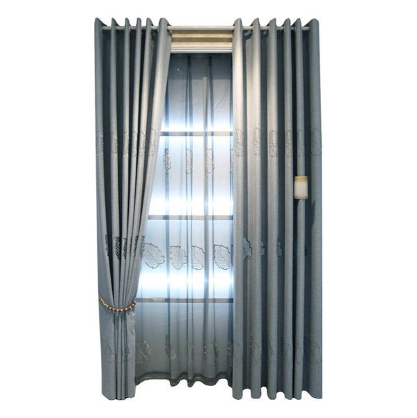 

custom high-end hollow embroidery simple modern gray curtain living room bedroom window screen blackout customization & drapes