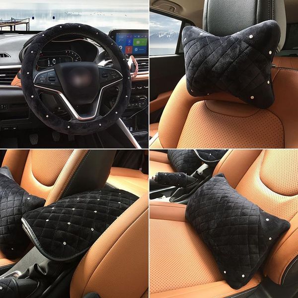 

steering wheel covers car cover winter plush neck waist pillow universal styling headrest interior accessories