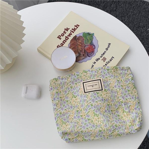 

cosmetic bags & cases w&g summer cotton bag zipper finishing storage large capacity mobile phone change clutch female