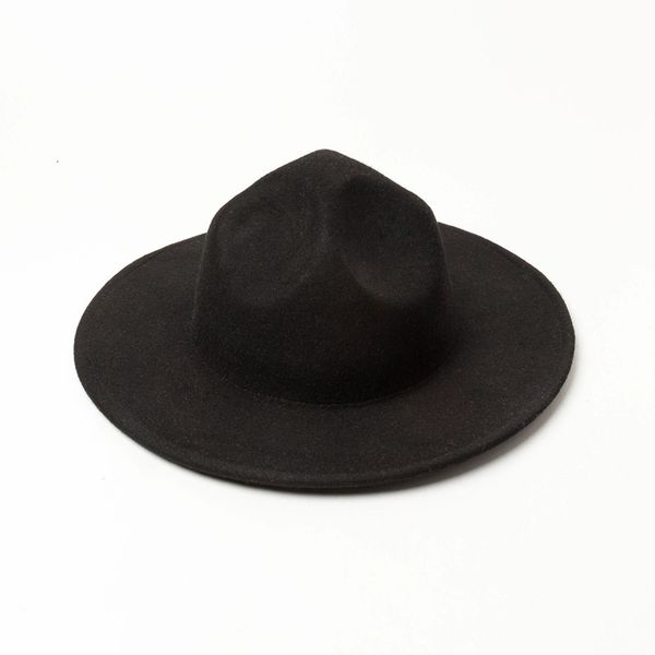 

fashion big hat autumn and winter woolen with concave wide brim, hip hop stage felt, Blue;gray