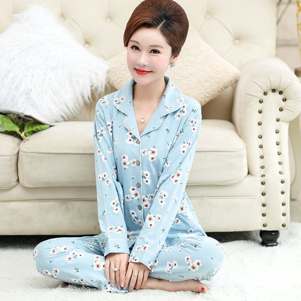 

women's sleepwear pajamas set spring autumn turn-down cotton cute casual homewear female pyjamas uisf, Black;red