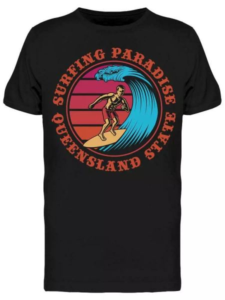 

queensland state, surfing tee men's -image by shutterstock, White;black