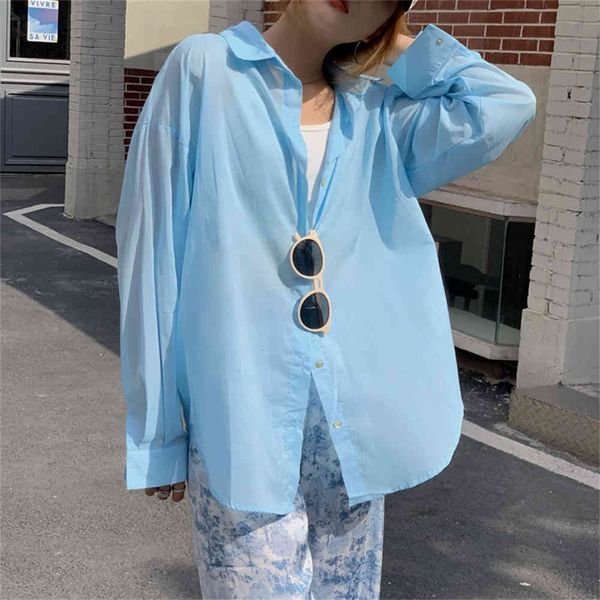 

women's hoodies & sweatshirts hzirip sunscreen soft femme thin elegant basic lapels solid loose sleeve long work shirts wear kg7y, Black