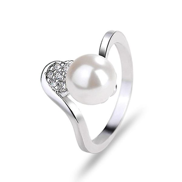 

natural pearl ring for women wedding anniversary jewelry charm zircon diamond 14k gold rings girlfriend birthday gift female cluster, Golden;silver