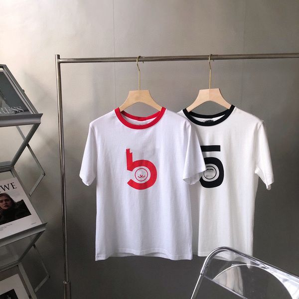 

brand t shirt polos granny's 2021 summer printed digital collar color matching loose comfortable round neck short sleeve, White