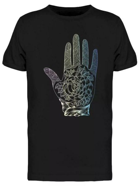 

beautiful rose and patterns tee men's -image by shutterstock, White;black