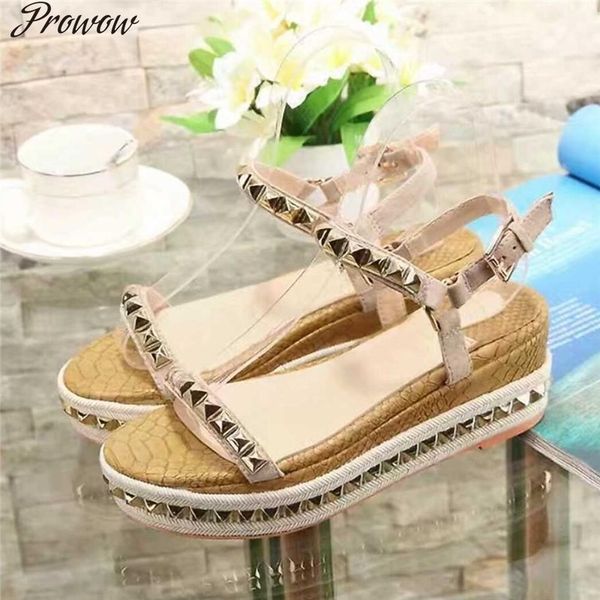 

prowow platform high heels summer gladiator spikes luxury designer shoes women wedding sandals, Black