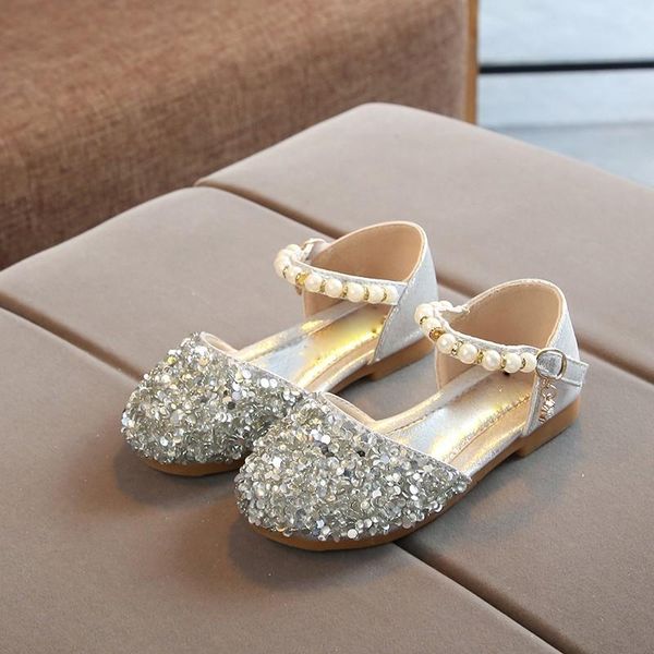 

bobora summer children's sandals girls sequins diamonds rhinestone shoes kids pearl crystal single princess, Black;red