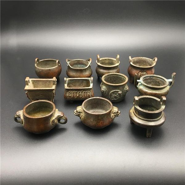 

decorative objects & figurines china collection hand-carved retro bronze mini double-eared dragon head variety of incense burner decoration