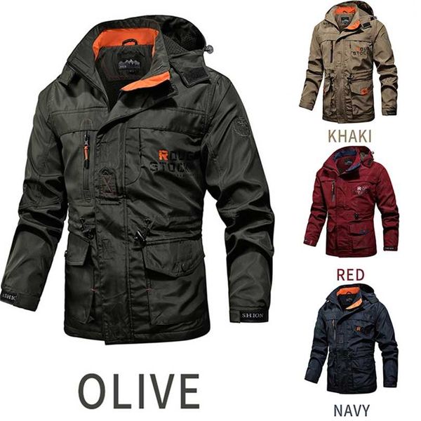 

hiking jackets breathable wearable soft clothes tactical mens windbreaker flight pilot hood military field jacket 4 color 211217, Black;brown