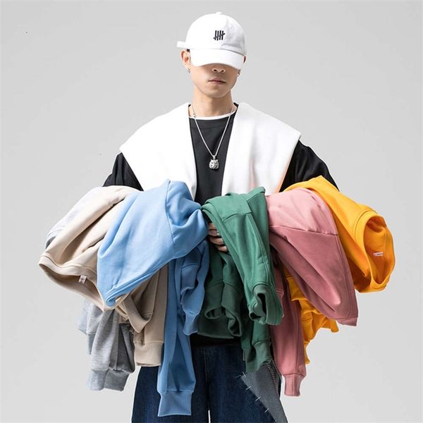 

men's hoodies & sweatshirts sweater autumn loose round neck solid color high street sports hip hop long sleeve trend casual vy8m, Black