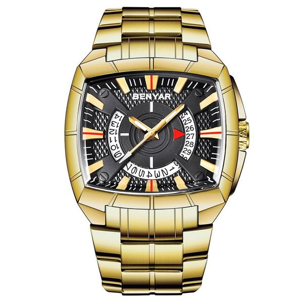 

wristwatches benyar men's watches creative casual fashion 30m waterproof business watch men stainless steel wristwatch mens reloj hombr, Slivery;brown