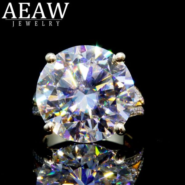 

cluster rings aeaw 10k white gold or silver 10ct 5 diameter gh color moissanite wedding engagement ring for women solitare, Golden;silver
