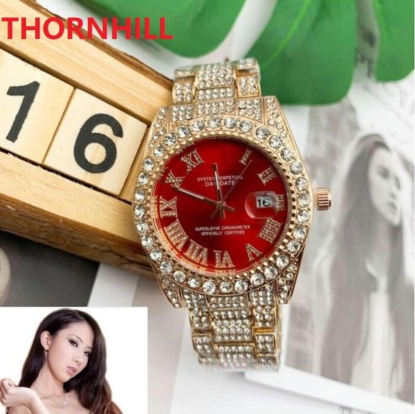 Высококачественные моды мужские женские часы 40 мм большие бриллианты BEZEL SAPPHIRE женские платья часы из нержавеющей стали браслет водоустойчивый наручные часы