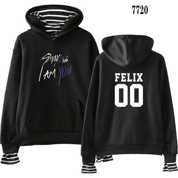 

men's hoodies & sweatshirts 2021 stray kids i am you fans fashion warm cool fake two piece long sleeve hoody men/women outwear, Black