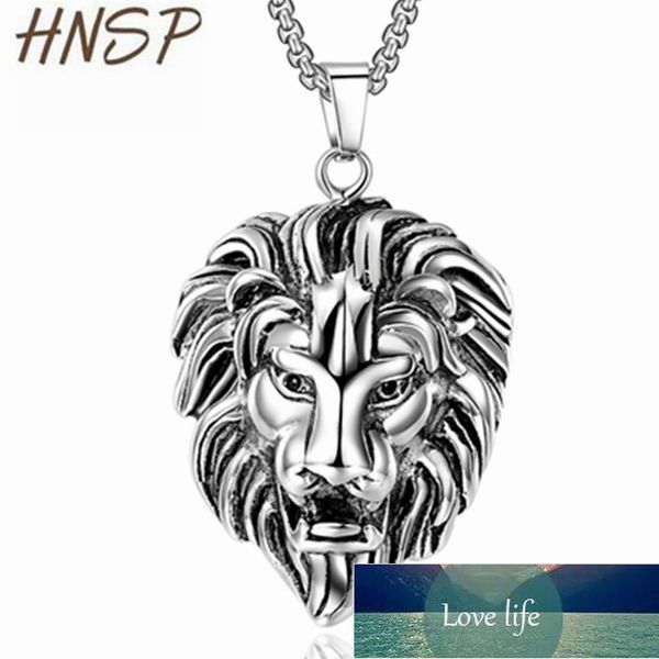 

hnsp punk animal lion king wolf eagle tiger snake head pendant necklace for men gothic jewelry with 3.0mm stainless steel chain, Silver