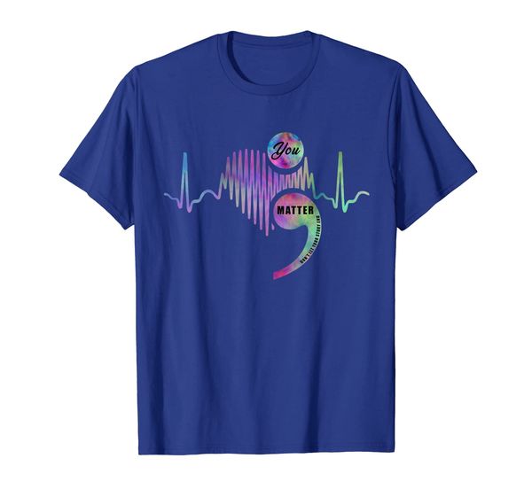 

you matter don't let your story end semicolon heart t-shirt, White;black