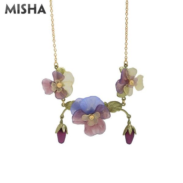 

chains misha fashion pansy necklace for women simple flower design handmade trendy ladies wedding party gifts, Silver