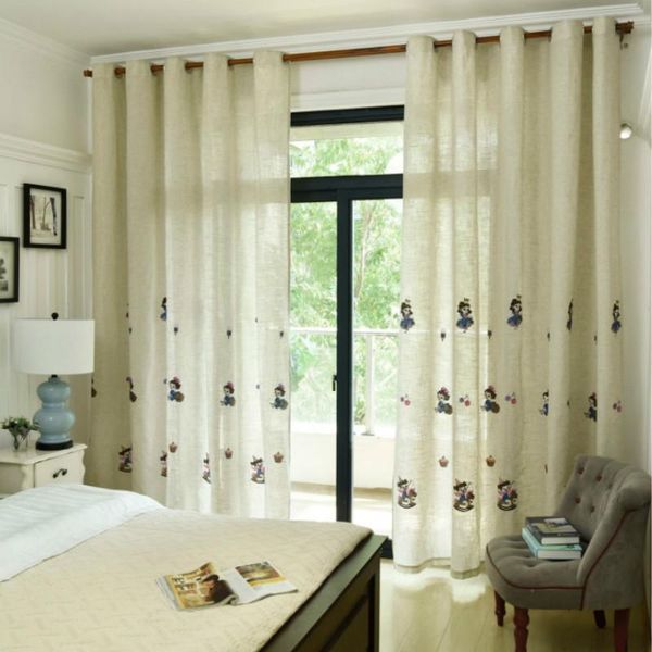 

curtain & drapes rzcortinas curtains for bedroom embroidery cotton linen window living room white sheer kids cartoon tulle