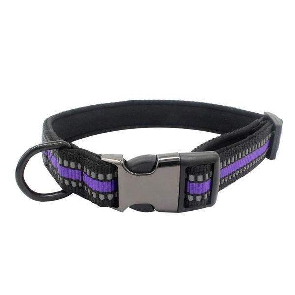 

dog collars & leashes pet adjustable collar buckle cats soft necklace reflective webbing training walking durable belt 3 colors 20jan14