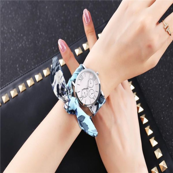 

wristwatches casual fashion holiday cotton ribbon watch watches silver color women 2021 wrist for, Slivery;brown